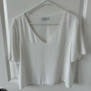 Babaton White V-Neck Blouse